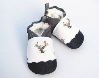 Zapatos veganos para bebé de lona ecológica: Mocasines Boho Deer con suela suave antideslizante