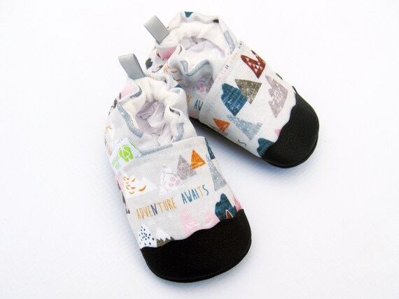 Eco canvas Vegan Adventure Awaits in Pink Non slip Soft Sole Baby Shoes Made to Order Babies Toddlers Preschool Etsy Canada