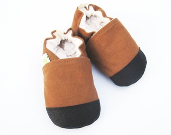 Organic Vegan Heavy Canvas Nutmeg / non-slip soft sole baby shoes / made to order / Babies Toddler Preschool