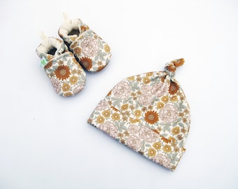 Organic Cotton Floral Baby Hat: Golden Girl Knits