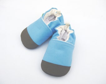 SALE Organic Canvas Baby Shoes: Sky Blue Vegan Non-Slip Toddler Shoes