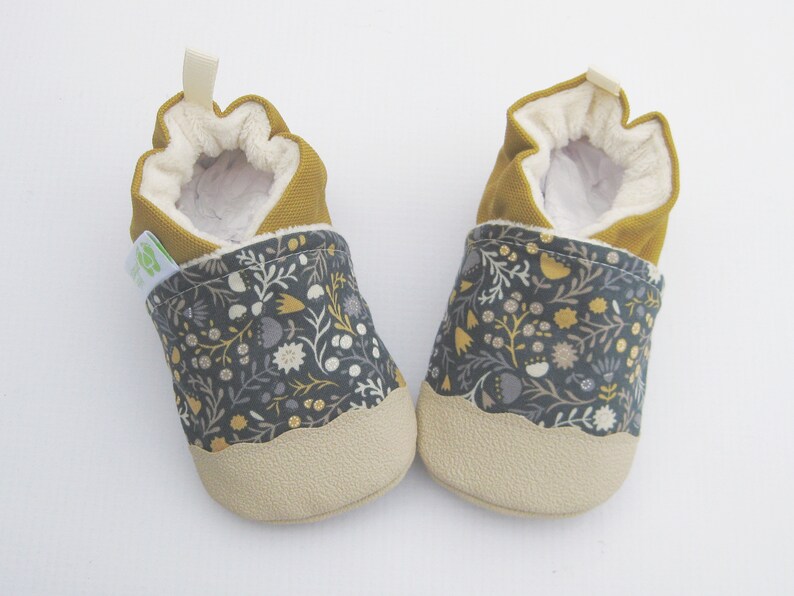 Classic Vegan Wood Floral / Non-Slip Soft Sole Baby Shoes / Made to Order / Babies Toddler Preschool image 6