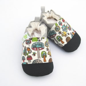 SALE Organic Vegan Raccoon and Toadstool / non-slip soft sole shoes / made to order / Babies Toddlers Preschool image 3