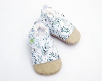 Eco-Canvas Vegan Eucalyptus in Tan / non-slip soft sole baby shoes / made to order / babies toddlers preschool