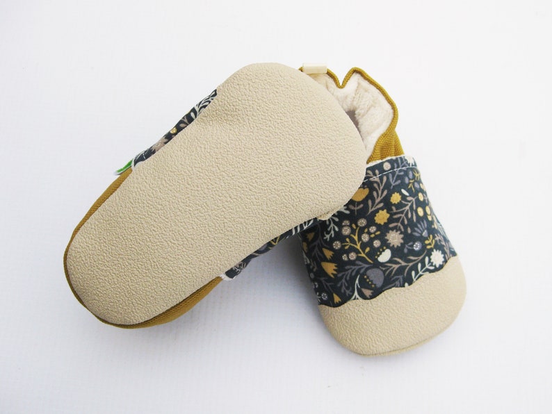 Classic Vegan Wood Floral / Non-Slip Soft Sole Baby Shoes / Made to Order / Babies Toddler Preschool image 5