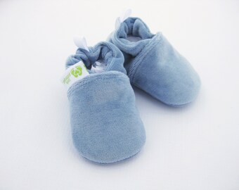 Classic So Soft Cotton Velour in Sky / All Fabric Baby Shoes / Made to Order / Babies