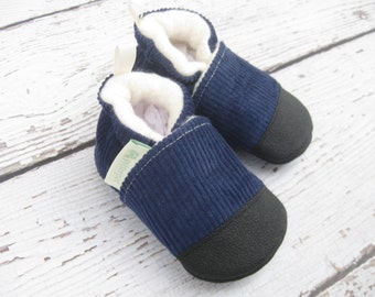 Classic Vegan School Loafer in Navy Blue / Non-Slip Soft Sole Baby Shoes / Made to Order / Babies Toddlers Preschool