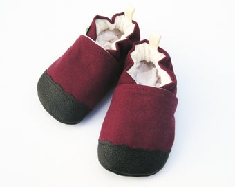 Organic Vegan Heavy Canvas Plum / non-slip soft sole baby shoes / made to order / Babies Toddler Preschool