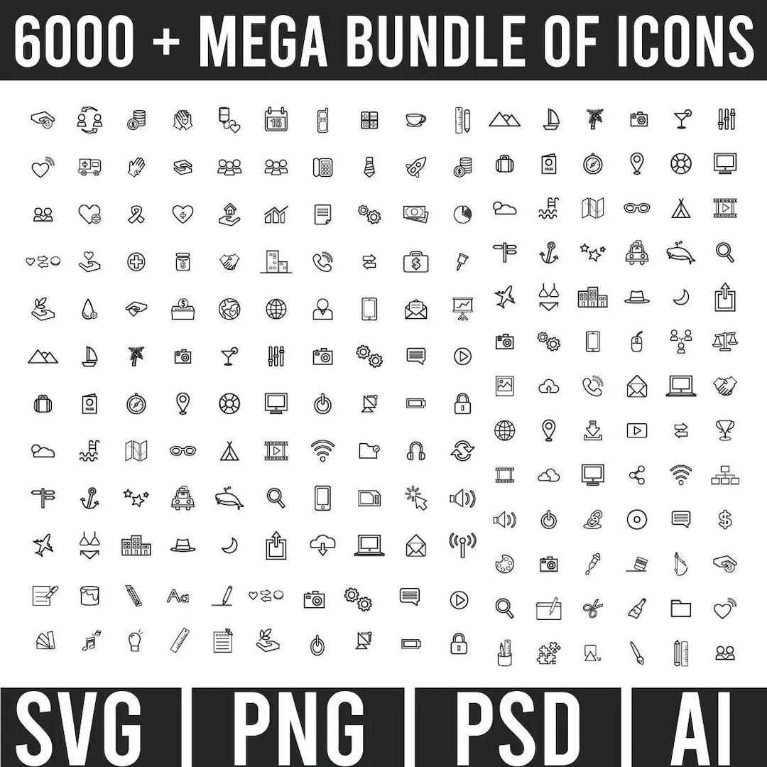 Mega Bundle of Icons Svg Png Psd, Icon Svg Png Psd, All Types of Icons ...