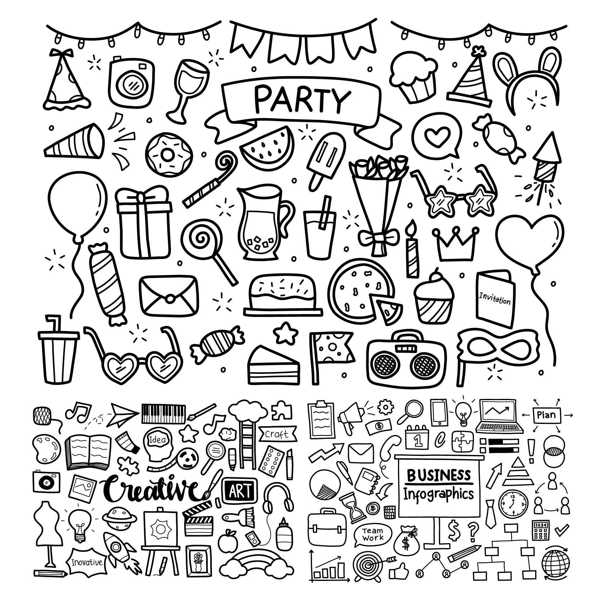 DOODLES Lineart Elements - Doodles Png Clip Art Designs - Doodles