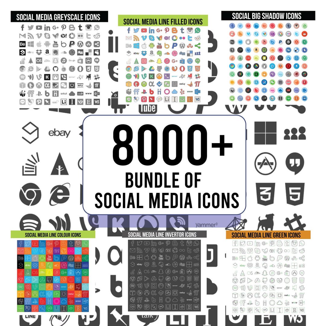 Bundle of Social Media Icons SVG, Bundle of Colorful Icons SVG ...