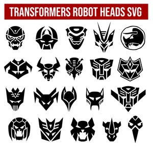 Cabeças de Robô Transformer SVG PNG Cabeça de Transformação Skine Logotipos de Robô Transformer Faces Svg Letra de Transformação Svg Robô, Robô Svg Png