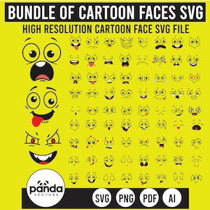 Cartoon face Svg, Bundle of Cartoon Face Svg, Cartoon funny face Svg, Cartoon funny face design Svg Instant Download