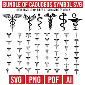 Bundle of Caduceus Symbols SVG, Nurse SVG, Medical Doctor Print, medical symbol SVG, caduceus symbol Svg Instant Download