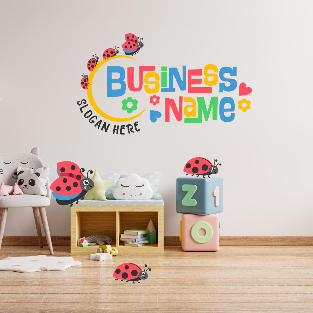 Colorful Ladybug Logo – Cute Kids Logo with Flowers & Hearts | Daycare, Children's Boutique, Pediatrician, Counseling Logo - Image 4