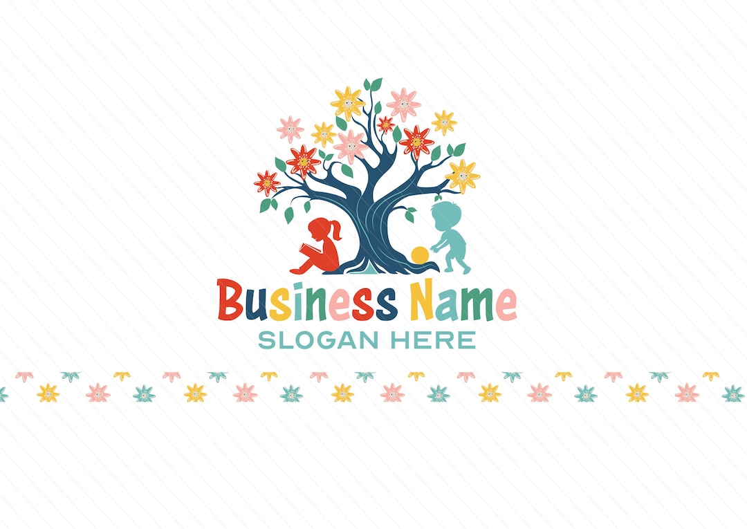 Beautiful Modern Tree Flower Logo - Preschool, Kindergarten, School, Education, Daycare, Childcare Branding