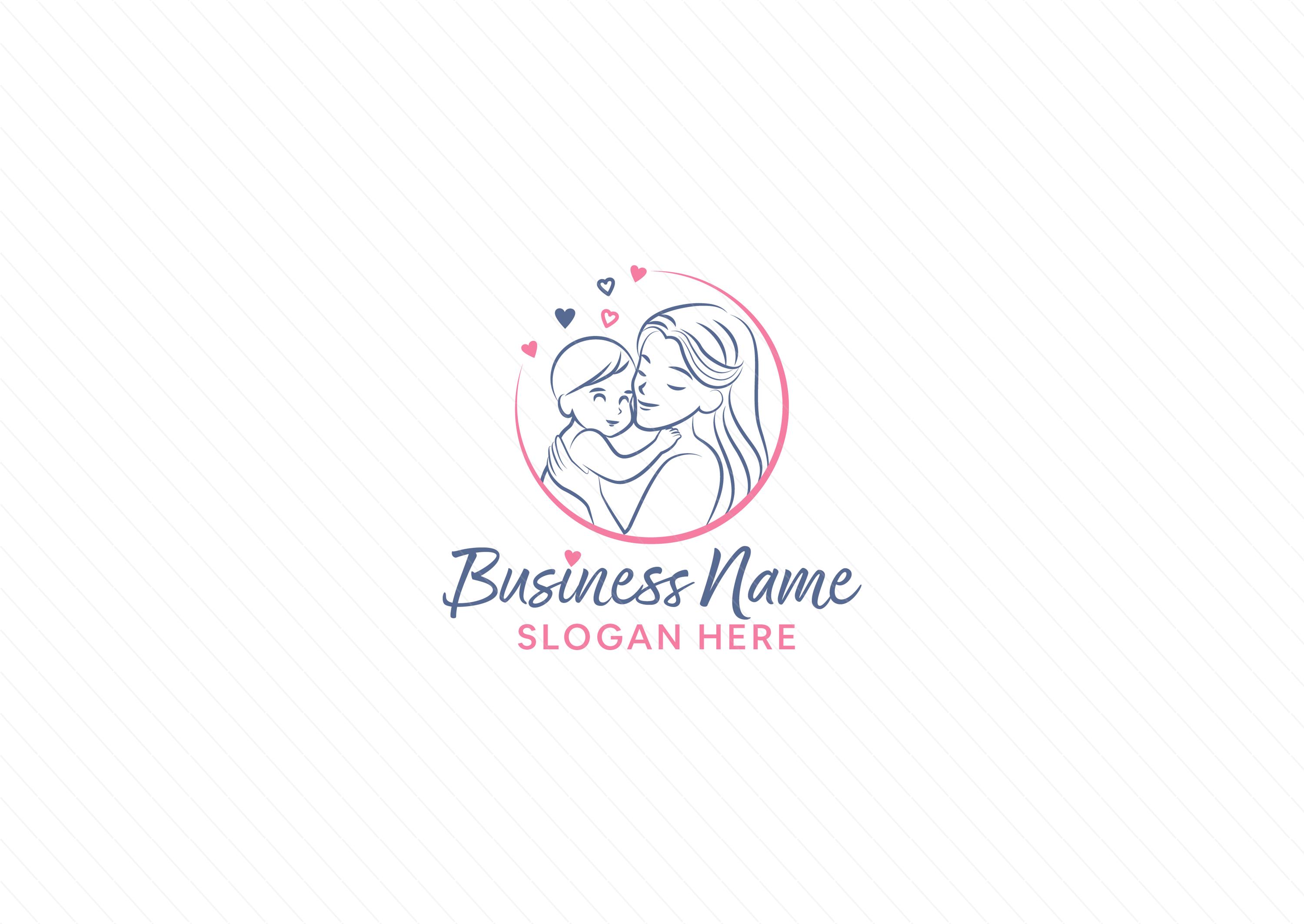 Minimalist Mother and Baby Logo – Line Art Nanny, Childcare, Babysitting Logo - Image 2