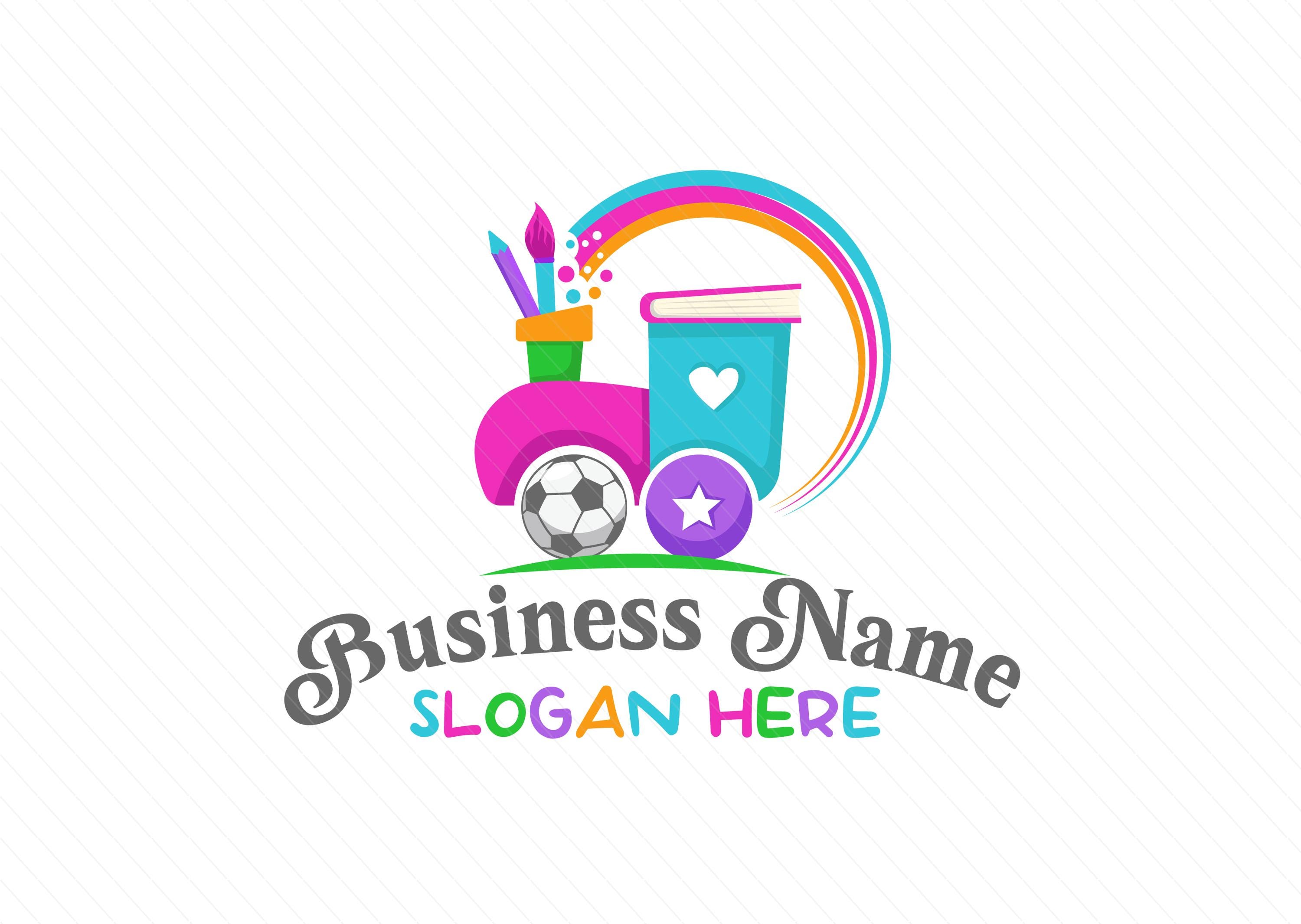 Vibrant cartoon-style train logo - Preschool - Education - Rainbow - Toys - Logo Design - Image 2