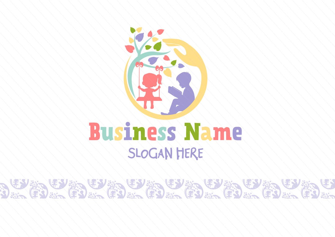 Happy Kids Playing & Learning Logo – Preschool, Daycare, Nursery, Faith Kids Branding
