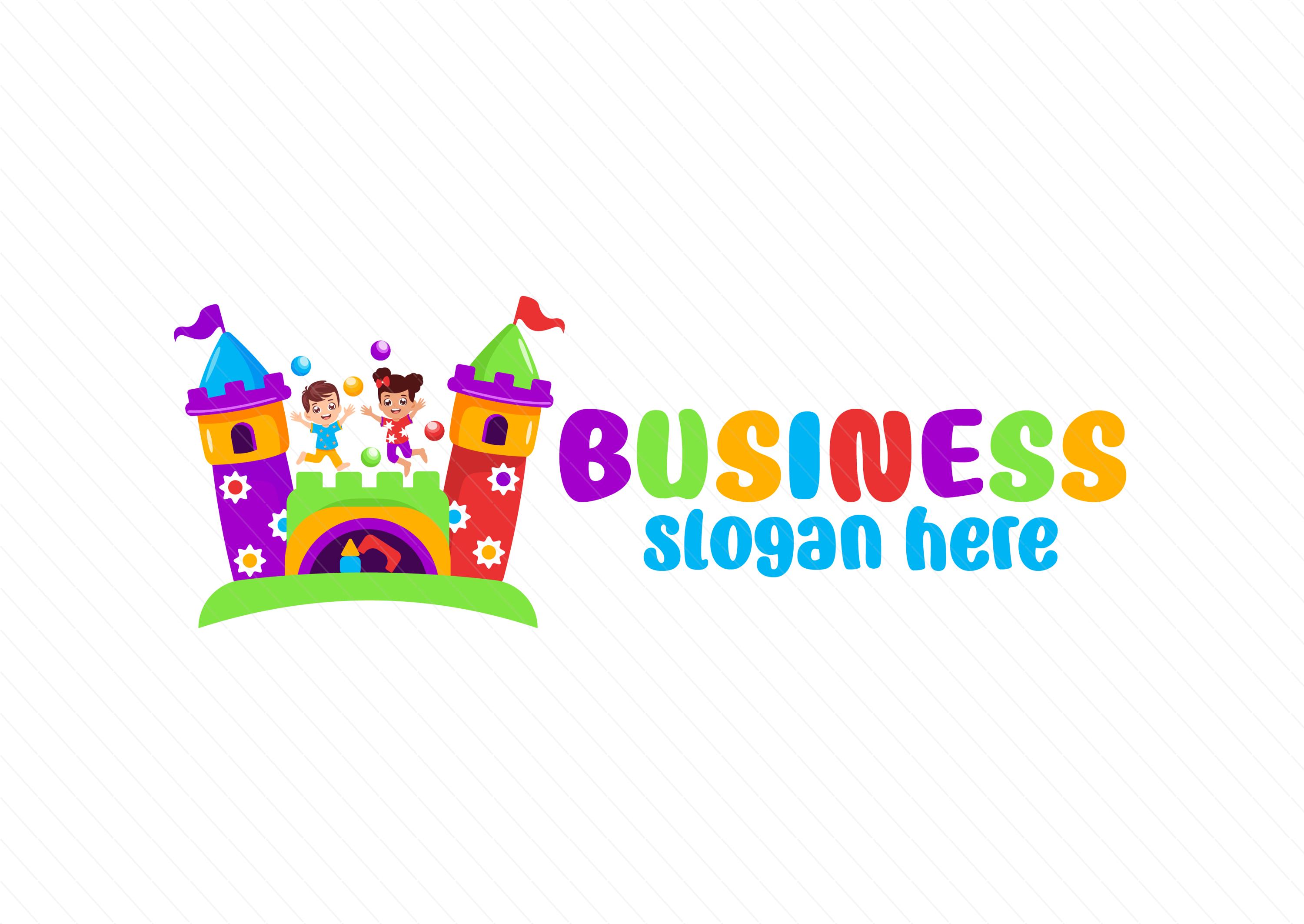 Colorful premade bouncy castle logo - Party Kids logo - Softplay - Playground - Ball Pit - Image 3