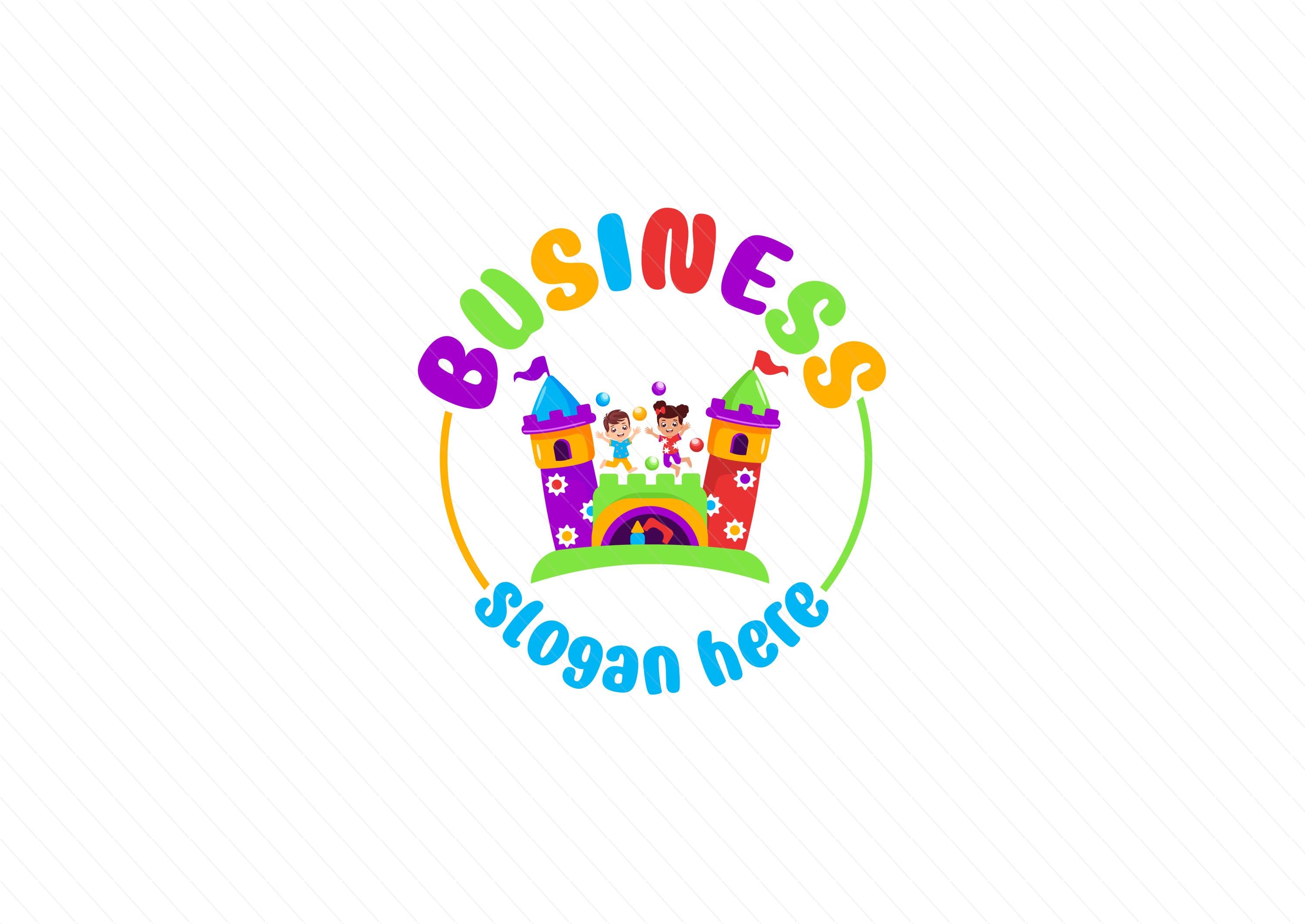 Colorful premade bouncy castle logo - Party Kids logo - Softplay - Playground - Ball Pit - Image 4