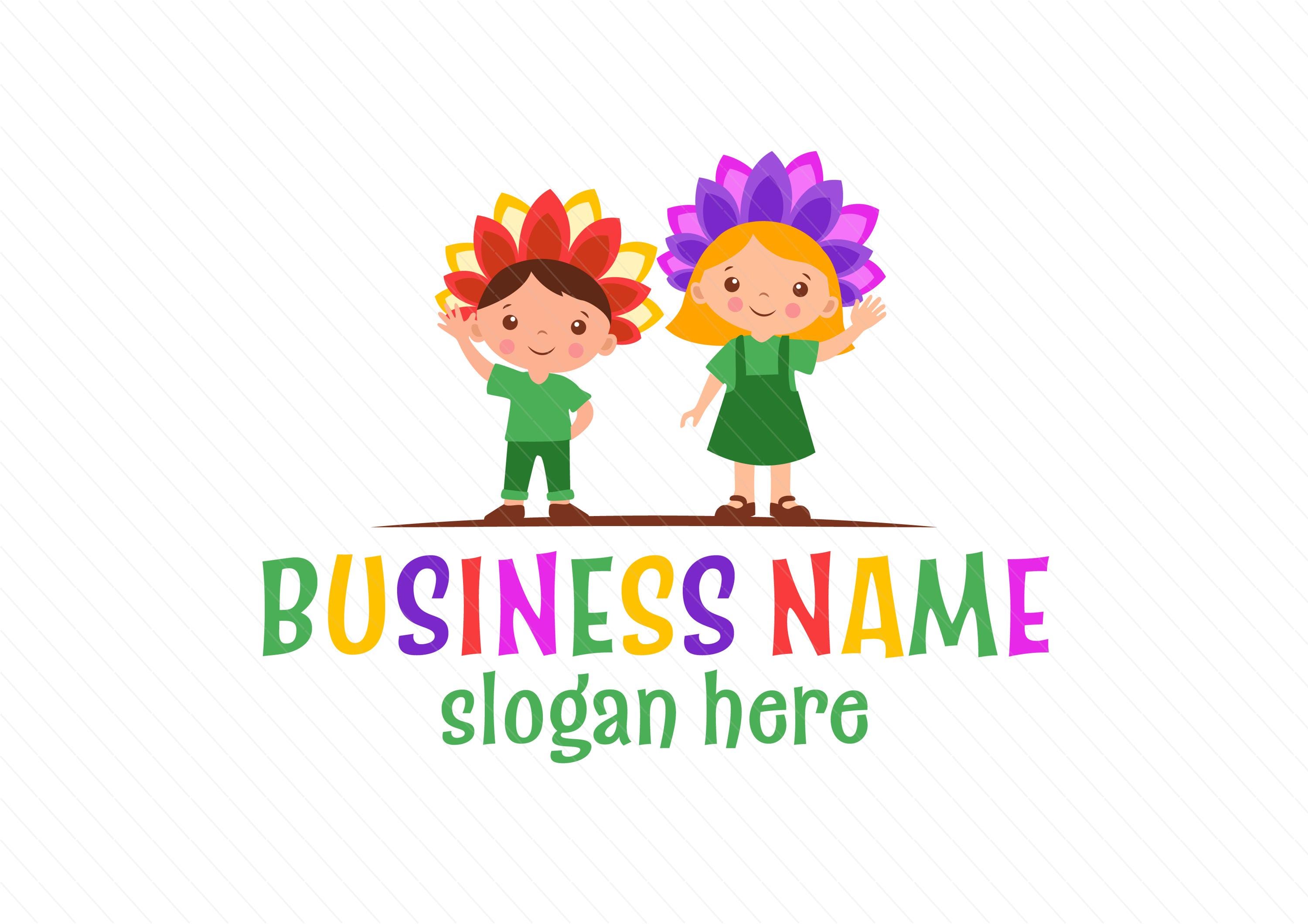 Flower Kids Logo – Preschool, Education & Daycare Logo Design – Children’s Illustration - Image 2