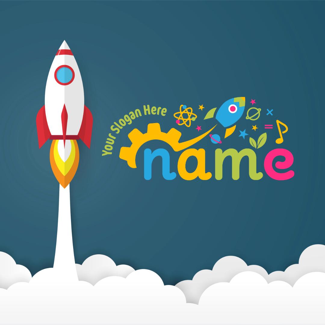 Colorful STEM Science Kids Logo - Ready-Made Educational Logo with Rocket, Planets | Montessori Learning, Educational Toys Branding - Image 7