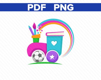 Digital Vector File Cartoon-style train - Preschool - Education - Rainbow - Toys