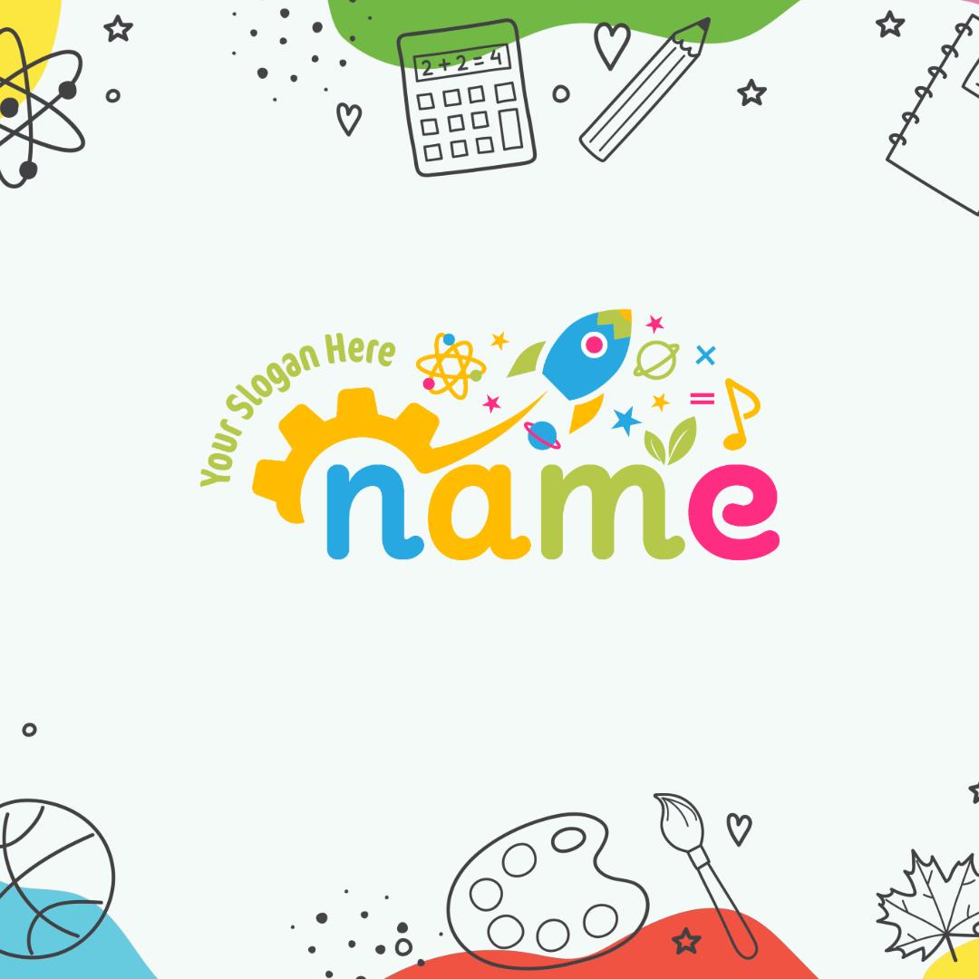 Colorful STEM Science Kids Logo - Ready-Made Educational Logo with Rocket, Planets | Montessori Learning, Educational Toys Branding - Image 6