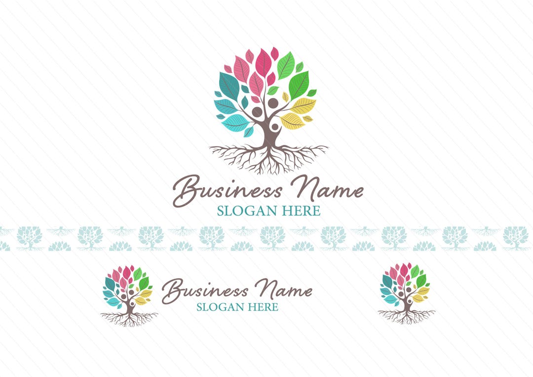 Modern Roots Tree Logo – Parent Counseling, Parental Education, Therapist Branding
