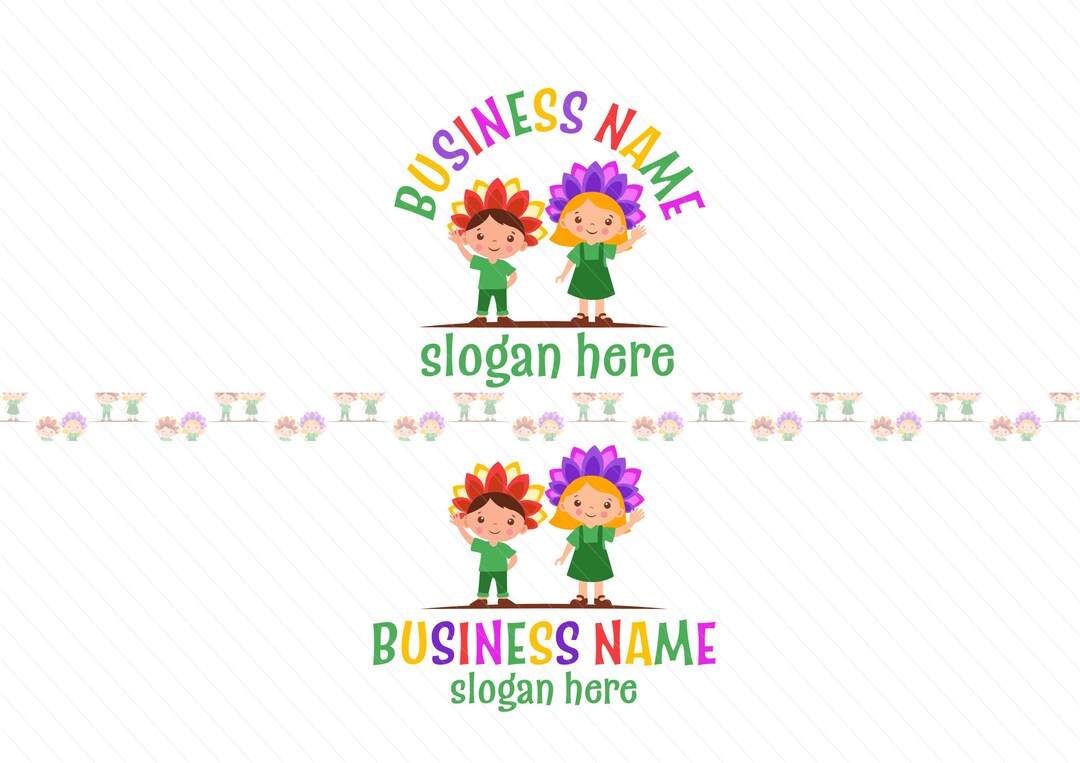 Flower Kids Logo – Preschool, Education & Daycare Logo Design – Children’s Illustration