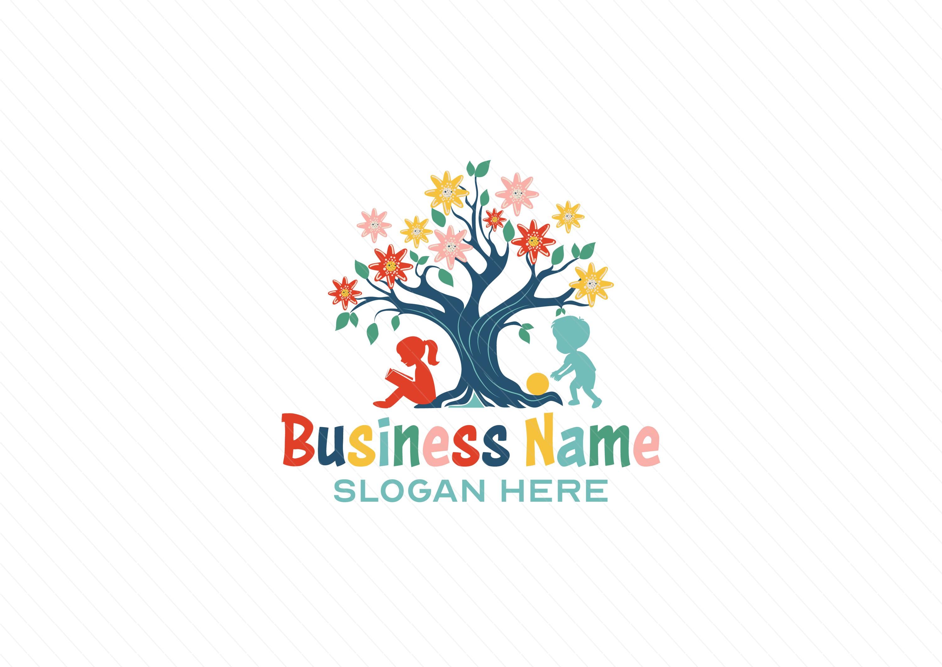 Beautiful Modern Tree Flower Logo - Preschool, Kindergarten, School, Education, Daycare, Childcare Branding - Image 2