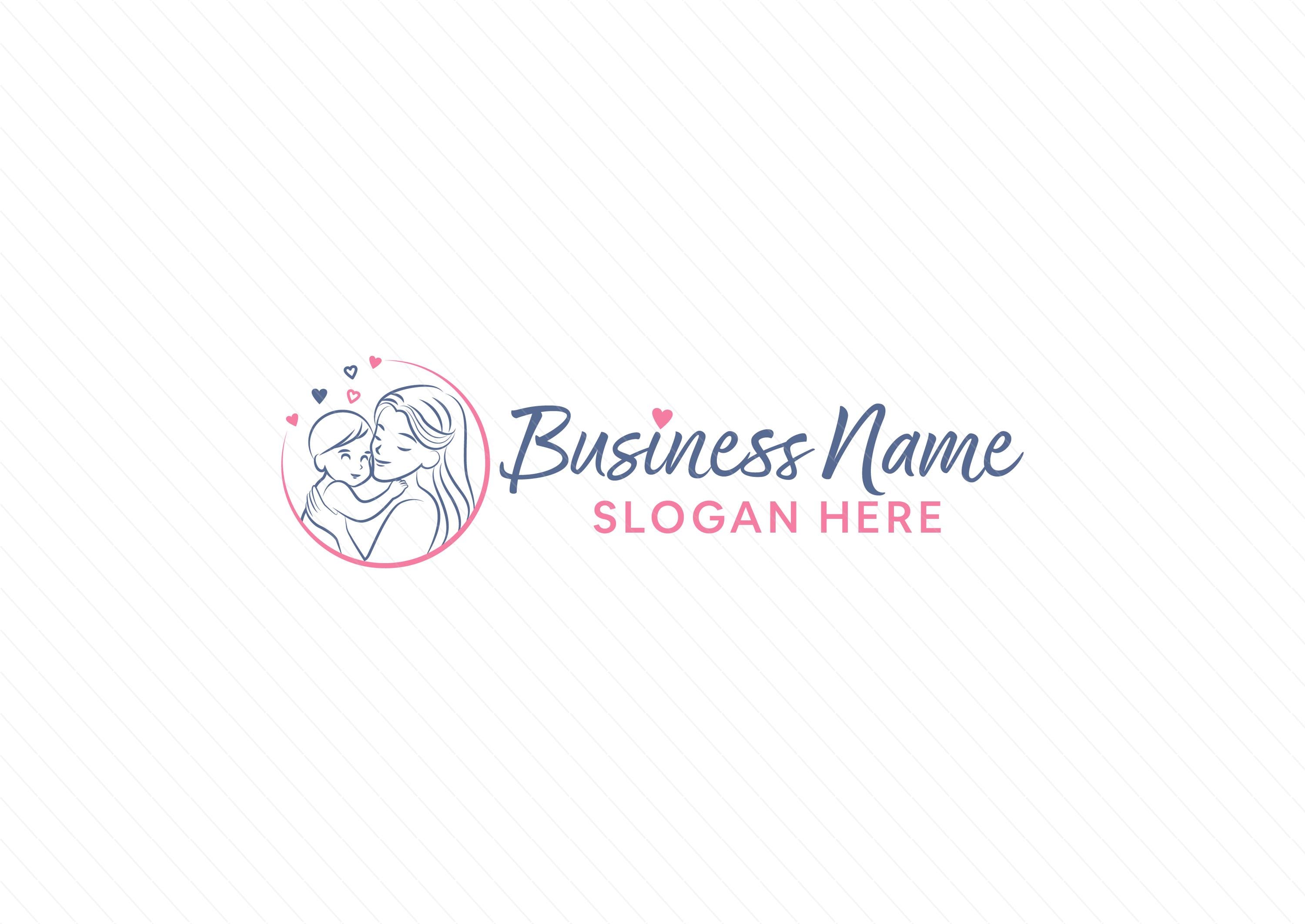 Minimalist Mother and Baby Logo – Line Art Nanny, Childcare, Babysitting Logo - Image 3