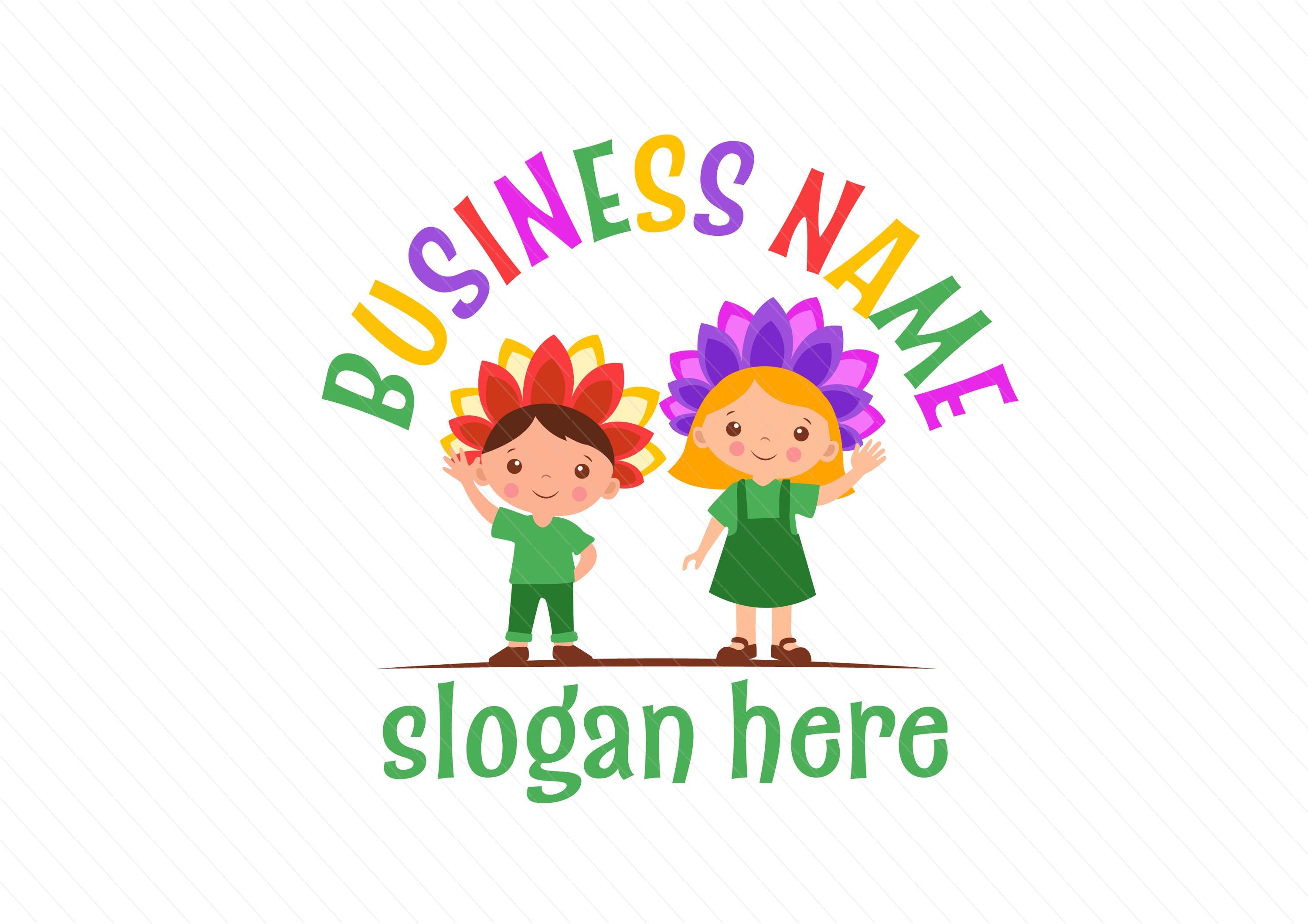 Flower Kids Logo – Preschool, Education & Daycare Logo Design – Children’s Illustration - Image 3
