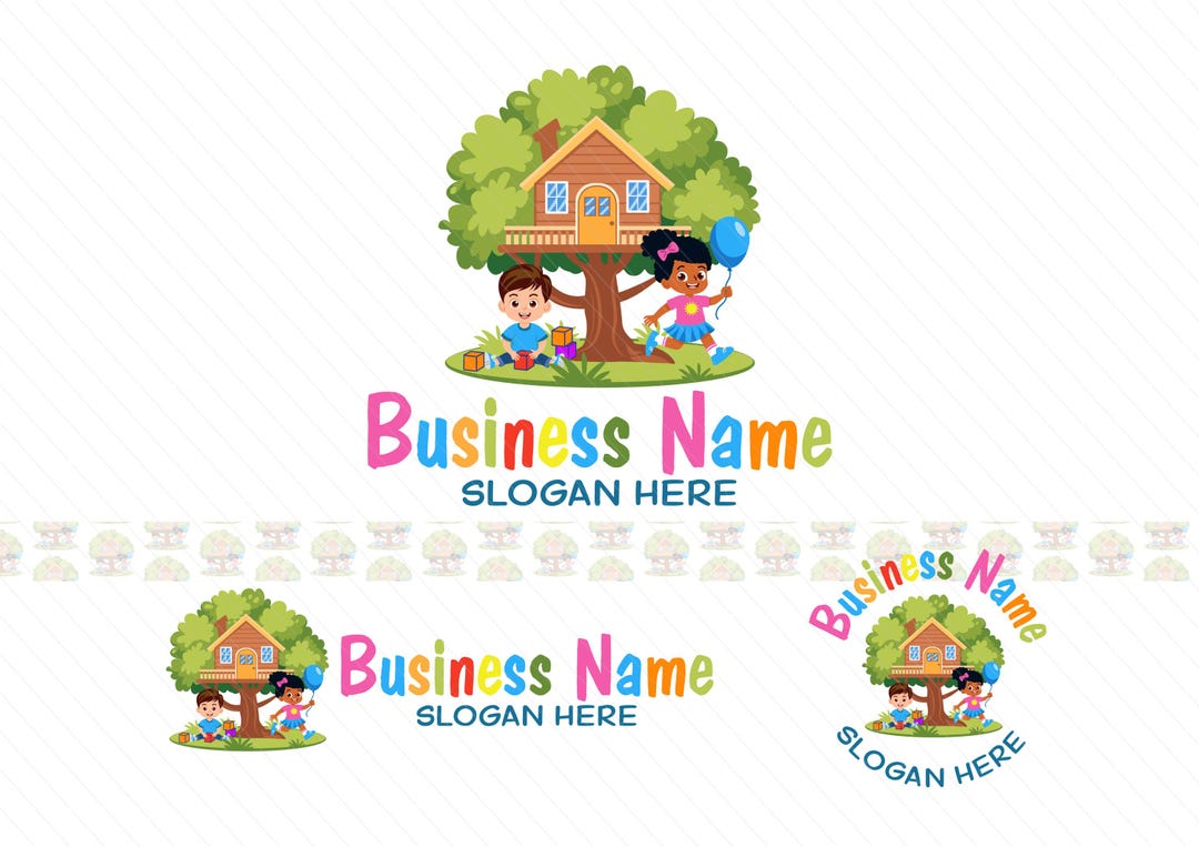 Tree House Education Logo – Children Playing, Preschool & Daycare Logo Design - Image 1
