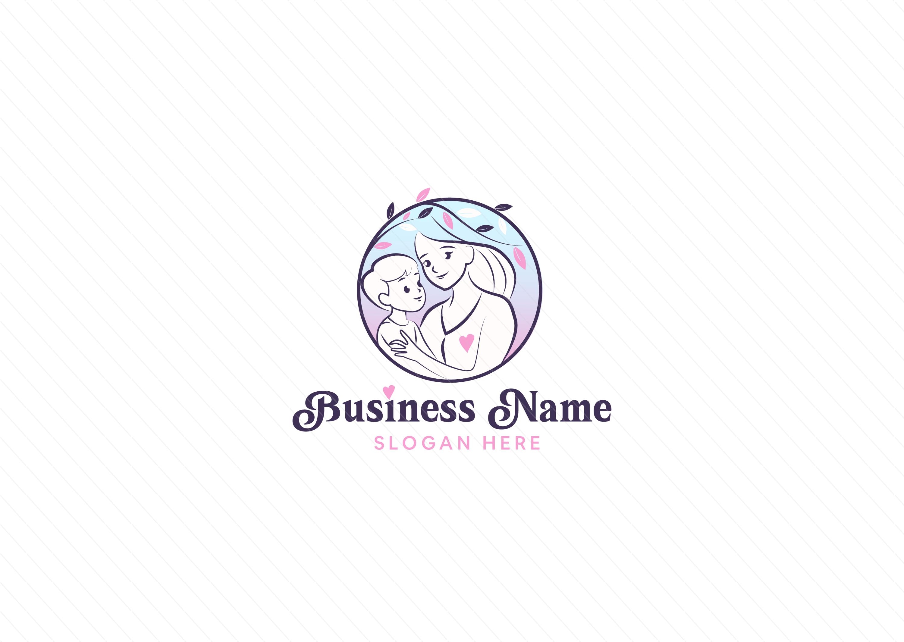 Pastel Gradient of a Mother and Her Child Logo – Gentle Parenting, Childcare and Maternity Logo Design - Image 2