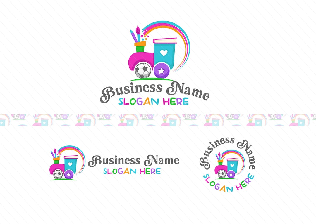 Vibrant cartoon-style train logo - Preschool - Education - Rainbow - Toys - Logo Design - Image 1