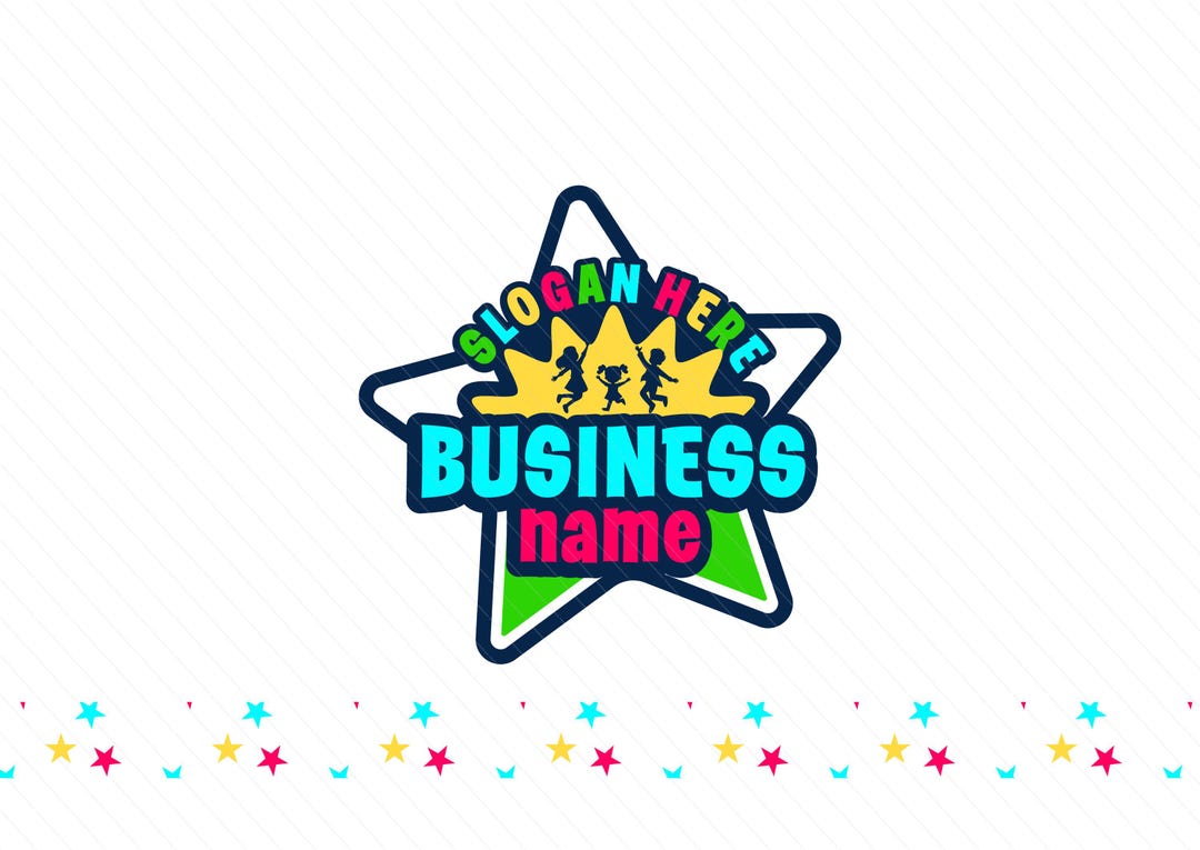 Star Shape Logo with Sun and Kids – Playground, Outdoor Adventure and Kids Camping Logo Design - Image 1