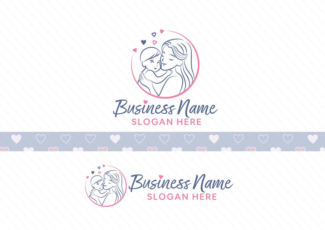 Minimalist Mother and Baby Logo – Line Art Nanny, Childcare, Babysitting Logo - Image 1