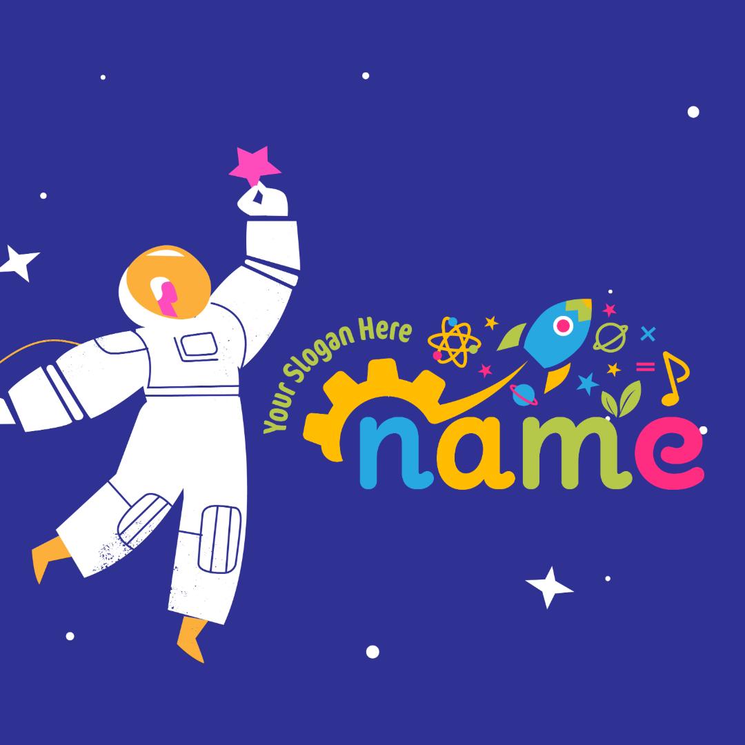 Colorful STEM Science Kids Logo - Ready-Made Educational Logo with Rocket, Planets | Montessori Learning, Educational Toys Branding - Image 8