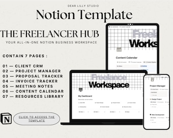Freelance Notion Template | Freelancer Workspace | Client CRM | Project Manager | Proposal & Invoice Tracker | Content Calendar