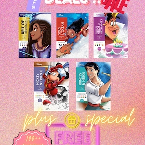 COMBO DEALS !! [Digital] Disney Mystery Colouring Book - Combo 3 { 5 Books 100++ pages every books} (colouring pages, colour by number)