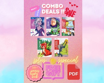 COMBO DEALS !! [Digital] Disney Mystery Colouring Book - Combo 2 { 5 Books 100++ pages every books} (colouring pages, colour by number)