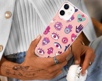 Evil Eye Protection Phone Case Spiritual Mystic Cover for iPhone 16 Pro 15 Plus 14 13 12 11 XS XR/ Samsung S24 S23 A55 A16 / Pixel 9 Pro 8 7