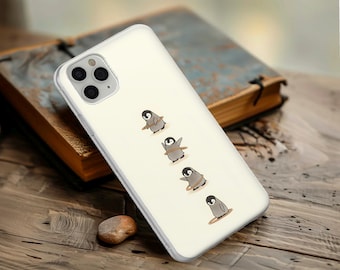 Cute Penguin Phone Case Pastel Kawaii Anime Cover for iPhone 16 Pro 15 Plus 14 13 12 11 XS XR/ Samsung S24 S23 A55 A16 / Pixel 9 Pro 8 7 6