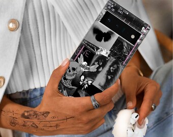 Coque de téléphone esthétique grunge vintage gothique pour Pixel 9 9 Pro XL 8 8A 8Pro 7 7A 7Pro 6 6A 6 Pro 5 5A 4 4A 3 iPhone 16 15 14 13 12 11 XS