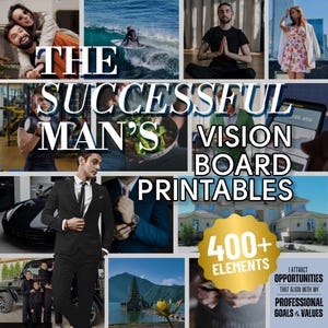 Vision Board voor mannen 400 + elementen, Vision Board-afdrukbare items, rijkdom, geld, 30e verjaardagscadeau voor hem om je beste leven te ontgrendelen in 2025