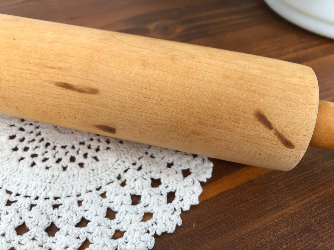 Rolling Pin Rounded Edge Mid Century Vintage Wooden Rolling Pin, Pastry Roller, Baking - Etsy