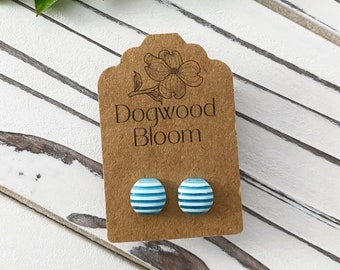 White & Clear Blue Striped Studs