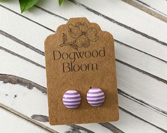 Purple & White Striped Studs